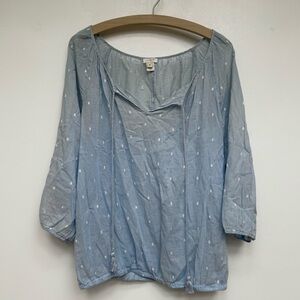 J. Crew Light Blue Blouse with White Dots